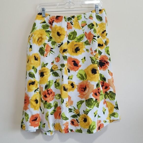 Premise White Floral Multicolored Skirt Sz 10 - Picture 5 of 8